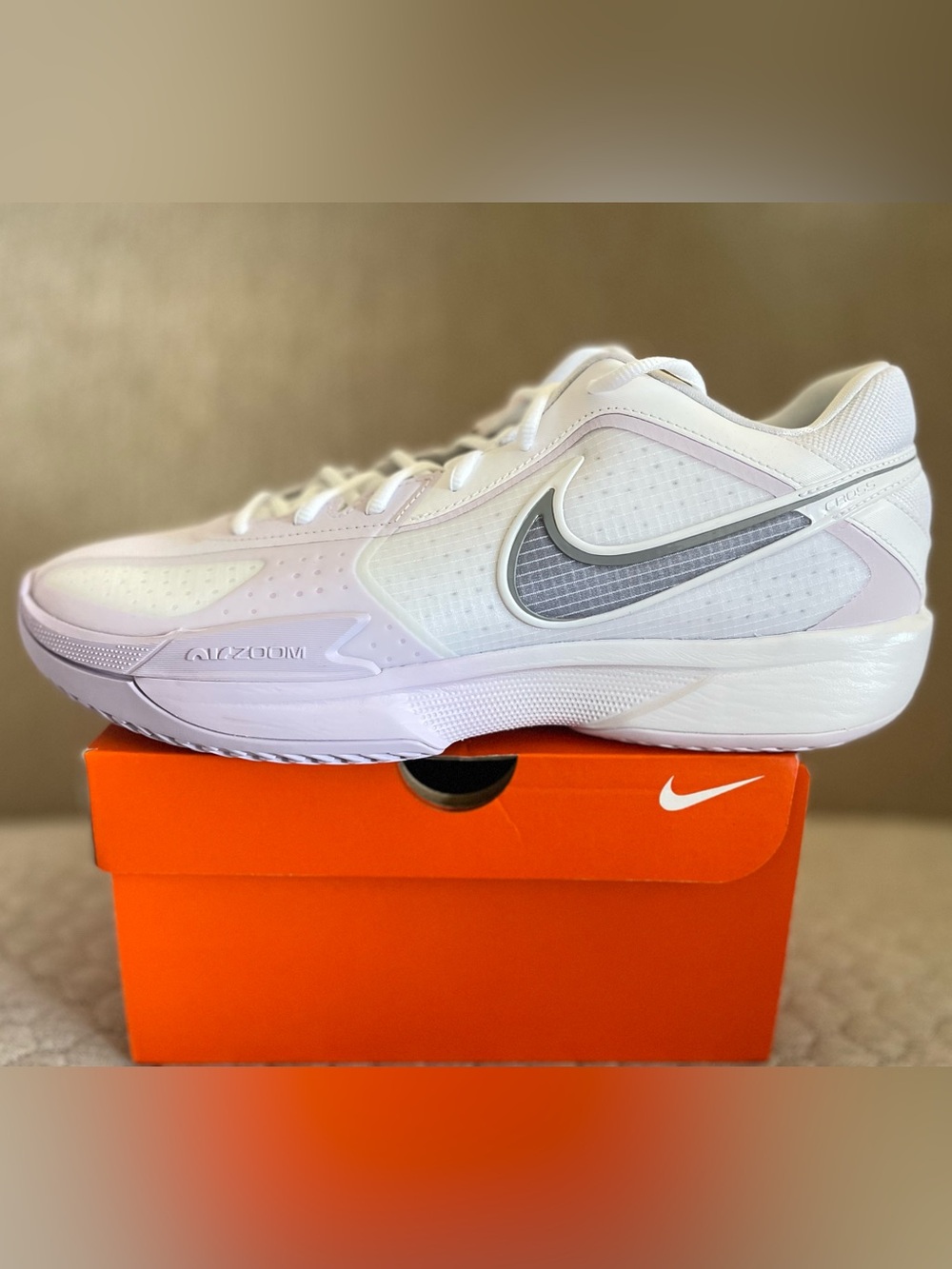 Size 13 - Nike Air Zoom GT Cut Cross White Purple Basketball Shoes HF0218-100